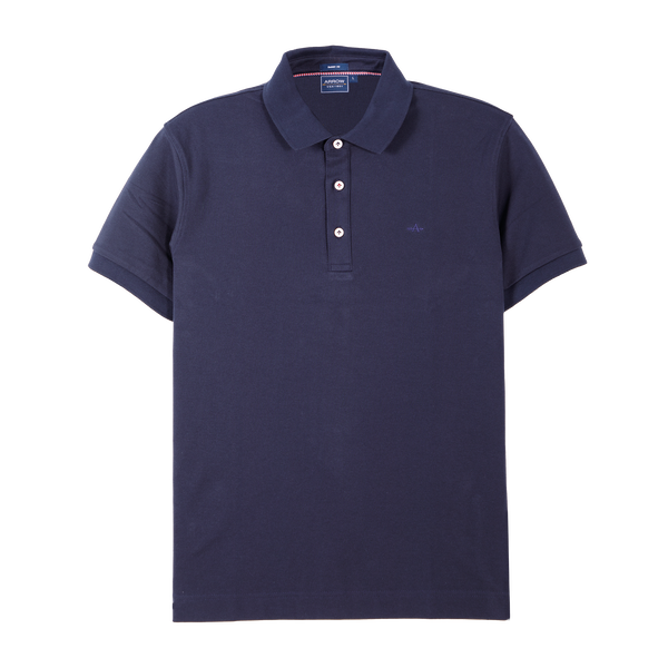 ARROW POLO เสื้อโปโลสีพื้น แขนสั้น ไม่มีกระเป๋า ทรง SMART สีกรม MPCM872-NV ARROW