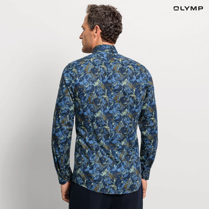 OLYMP  Level Five Shirt เสื้อเชิ้ตชาย ลายพิมพ์ ดอกไม้ ทรงพอดีตัว ยืดหยุ่นได้ดี รีดง่าย SPRI24 