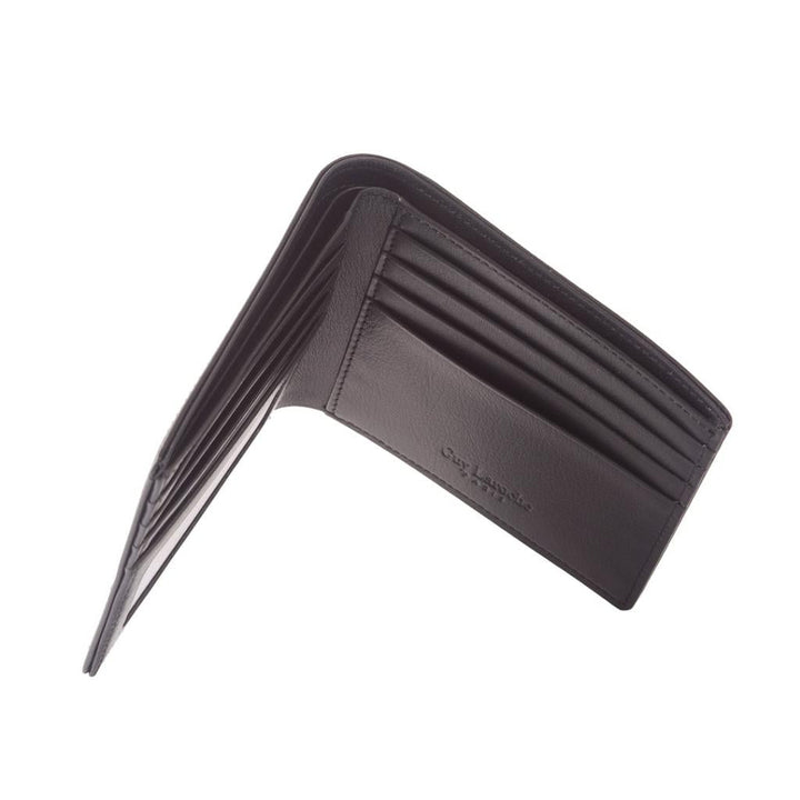 Guy Laroche กระเป๋าสตางค์หนังเรียบ พับสั้น 8 การ์ด สีดำ (BW11681W5BLS1) ICCSHOPPING