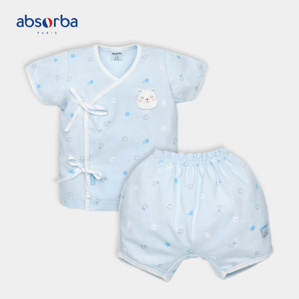 แอ็บซอร์บา ชุดเสื้อป้าย แขนสั้น  สำหรับเด็กแรกเกิด - 3 เดือน สีฟ้า คอลเลคชั่น Petit Ours ICCSHOPPING
