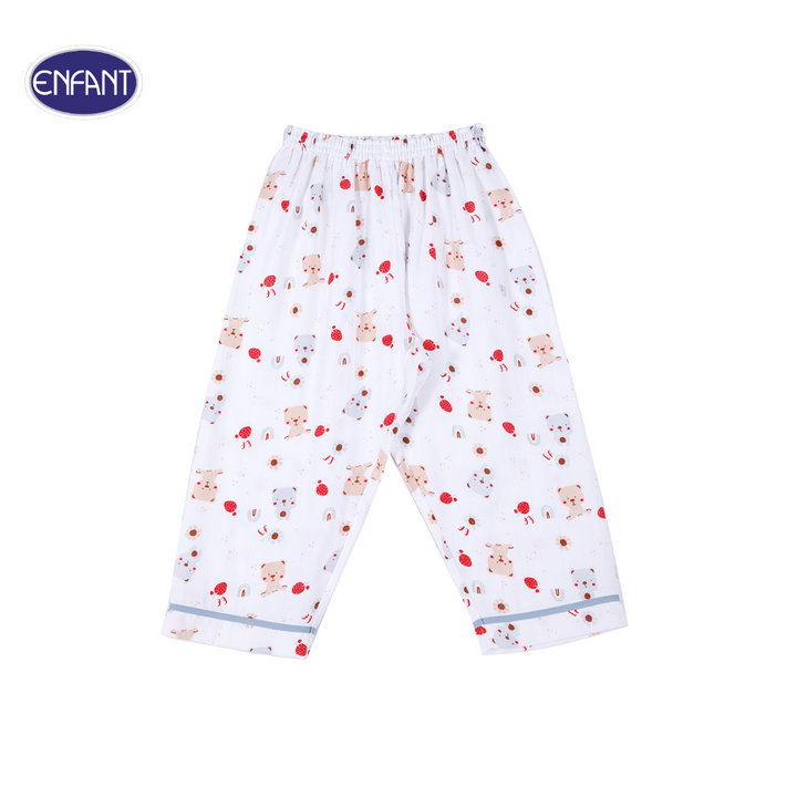 ENFANT (อองฟองต์) ชุดนอนแขนยาว+กางเกงขายาว สำหรับเด็กหญิง 1-10 ปี คอลเล็กชั่น Little Bear ผ้าคอตตอนผสมใยไผ่ สีขาว ENFANT