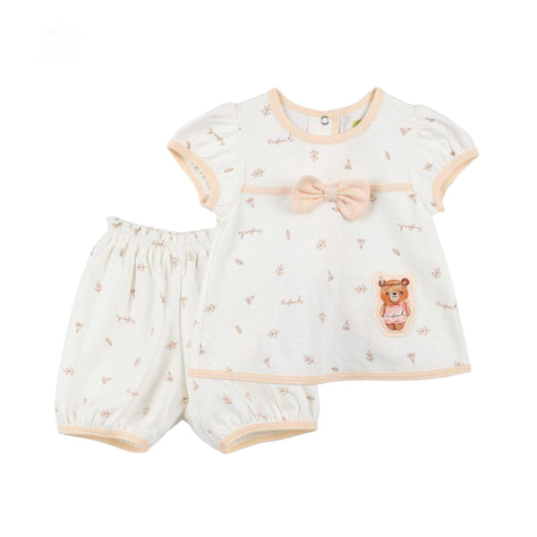 ENFANT อองฟองต์ ชุดเสื้อ+กางเกง สำหรับเด็กอายุ 3 เดือน - 2ปี คอลเลกชั่น หมีกางเต็นท์ ผ้าคอตตอนออร์แกนิก สีครีม