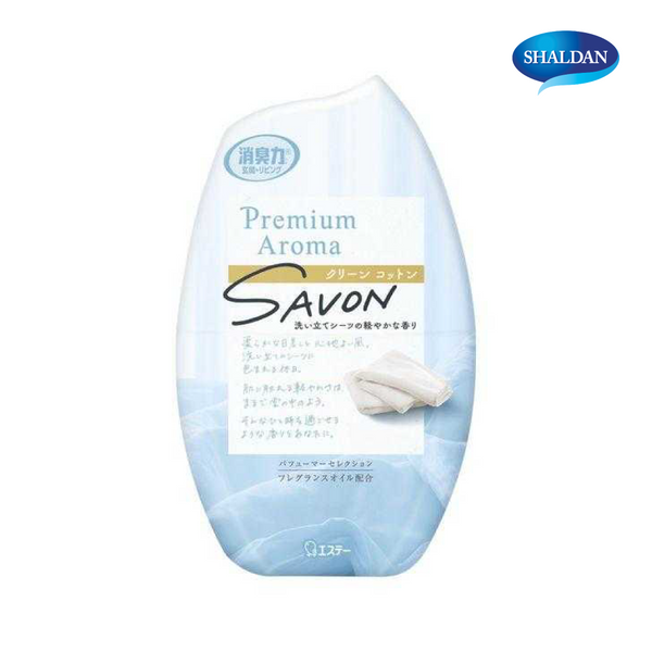 SHALDAN โชชูริกิ พรีเมี่ยมอโรม่า ซาวอน ซีรี่ย์ น้ำหอมปรับอากาศสำหรับห้อง Savon Series กลิ่น Clean Cotton  ขนาด 400 มล. ICCSHOPPING