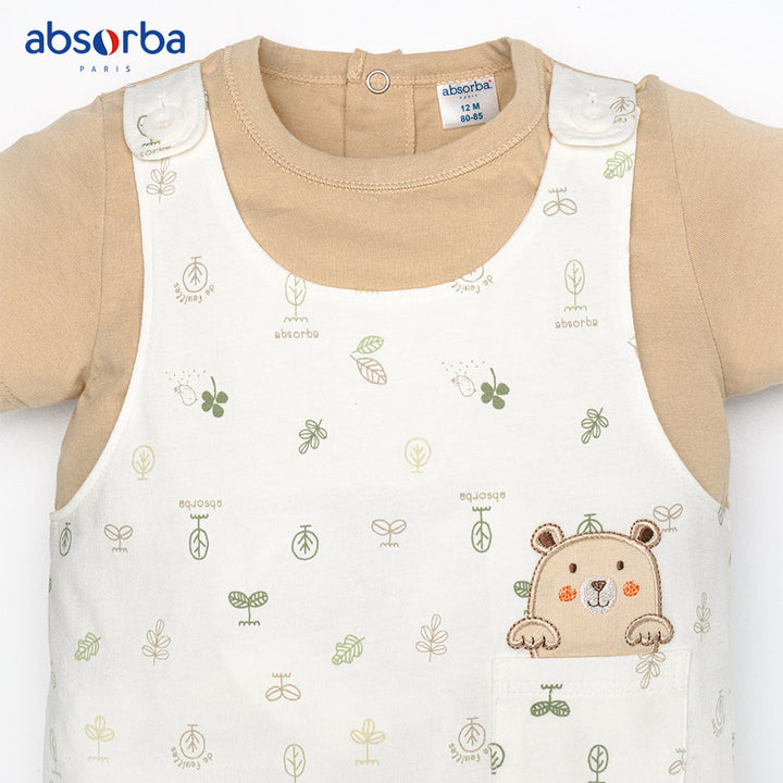 แอ็บซอร์บา ชุดเอี๊ยมหมีสั้น สำหรับเด็กอายุ 3  เดือน คอลเลคชั่น De Feuilles ICCSHOPPING