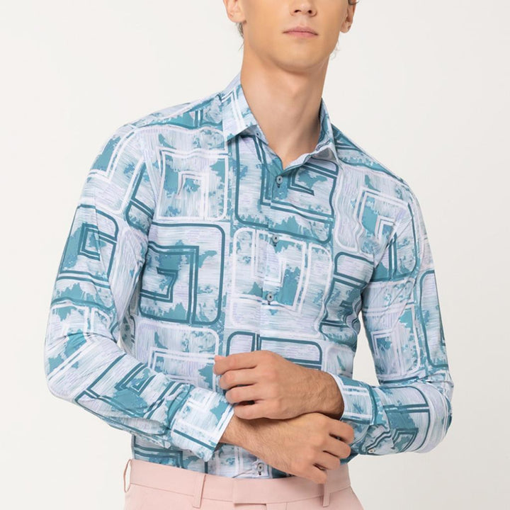 Guy Laroche เสื้อเชิ้ตแขนยาว สีฟ้า ผ้า 100% Polyester ทรง SLIM FIT รุ่น BAB7200W5BU ICCSHOPPING