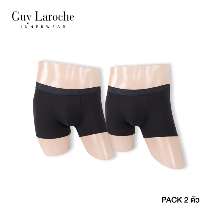 (NEW) Guy Laroche กางเกงในชาย ทรงTrunks สัมผัสนุ่ม กระชับ สวมใส่สบาย แพ็ค 2 ตัว สีดำ (JUU4501R5BL) ICCSHOPPING