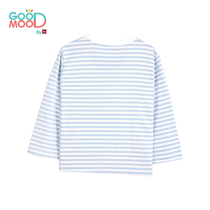 Good Mood by bsc ชุดนอนแขนยาว+กางเกงขายาวลายริ้ว สีฟ้า สำหรับเด็กอายุ 2-9 ปี ผ้า Single Cotton ICCSHOPPING