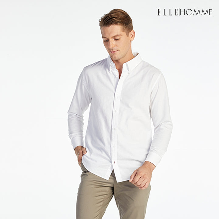 ELLE HOMME | เสื้อเชิ้ตแขนยาว คอปกเชิ้ต ทรง REGULAR สีขาว | W8B675 