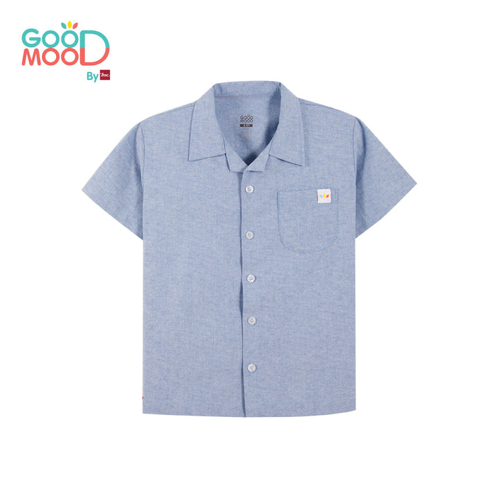 Good Mood by bsc เสื้อฮาวาย สีน้ำเงิน สำหรับเด็กอายุ 2-9 ปี ผ้า Oxford ICCSHOPPING