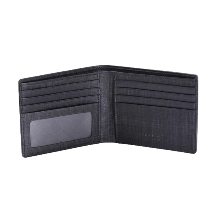 Guy Laroche กระเป๋าสตางค์หนังอัดลาย พับสั้น 8 การ์ด สีดำ (BW31621W5BLS1) ICCSHOPPING