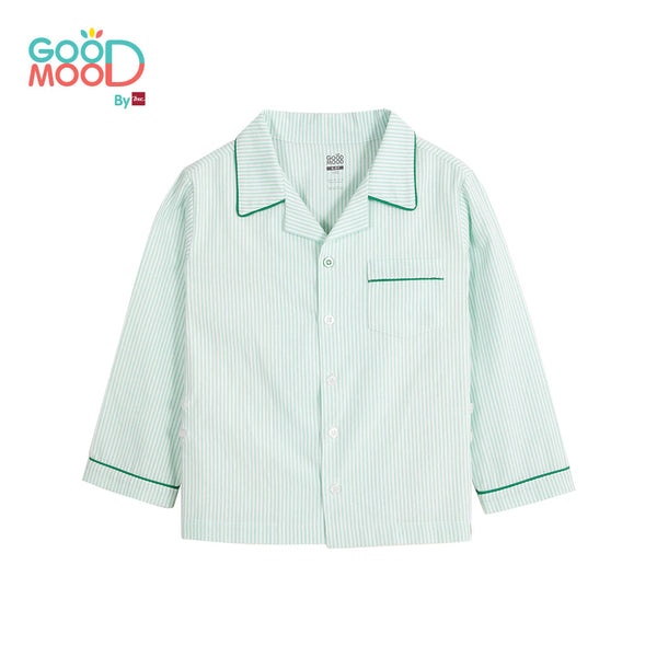 Good Mood by bsc ชุดนอนแขนยาว+กางเกงขายาวลายริ้ว สีเขียว สำหรับเด็กอายุ 2-9 ปี ผ้า Woven Cotton era-won