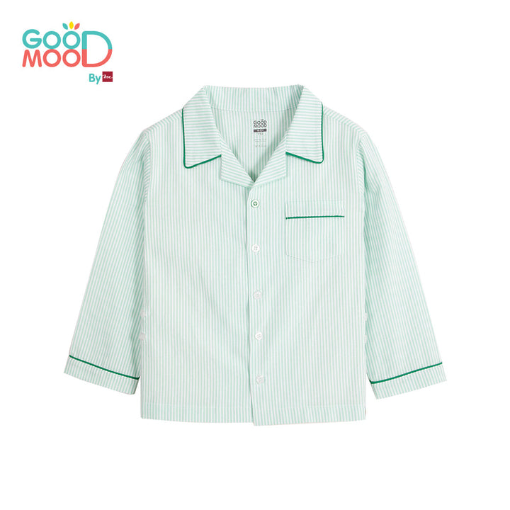 Good Mood by bsc ชุดนอนแขนยาว+กางเกงขายาวลายริ้ว สีเขียว สำหรับเด็กอายุ 2-9 ปี ผ้า Woven Cotton era-won