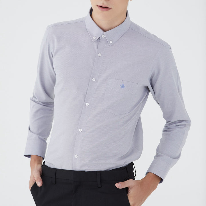 ARROW EASY CARE SHIRT -ดูแลรักษาง่าย สวมใส่สบาย- เสื้อเชิ้ตทำงานแขนยาวสีเทา ทรง SLIM FIT รหัส MACS961GY 