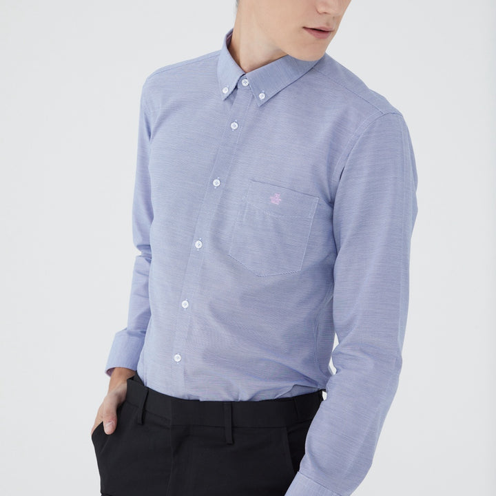ARROW EASY CARE SHIRT -ดูแลรักษาง่าย สวมใส่สบาย- เสื้อเชิ้ตทำงานแขนยาวสีฟ้า ทรง SLIM FIT รหัส MACS961BU 