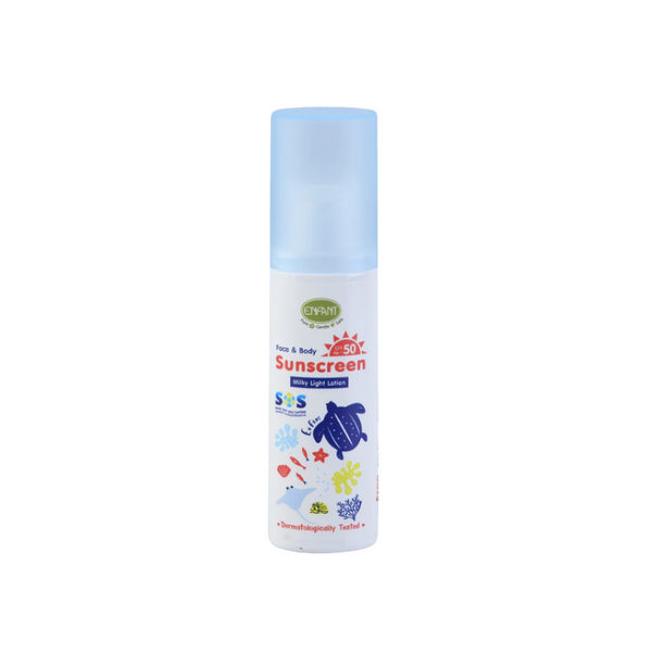 ENFANT (อองฟองต์) Organic Plus Face & Body Sunscreen Milky Light Lotion โลชั้นกันแดด สูตรป้องกันแสงแดด SPF 50PA+++ 70 ml. 