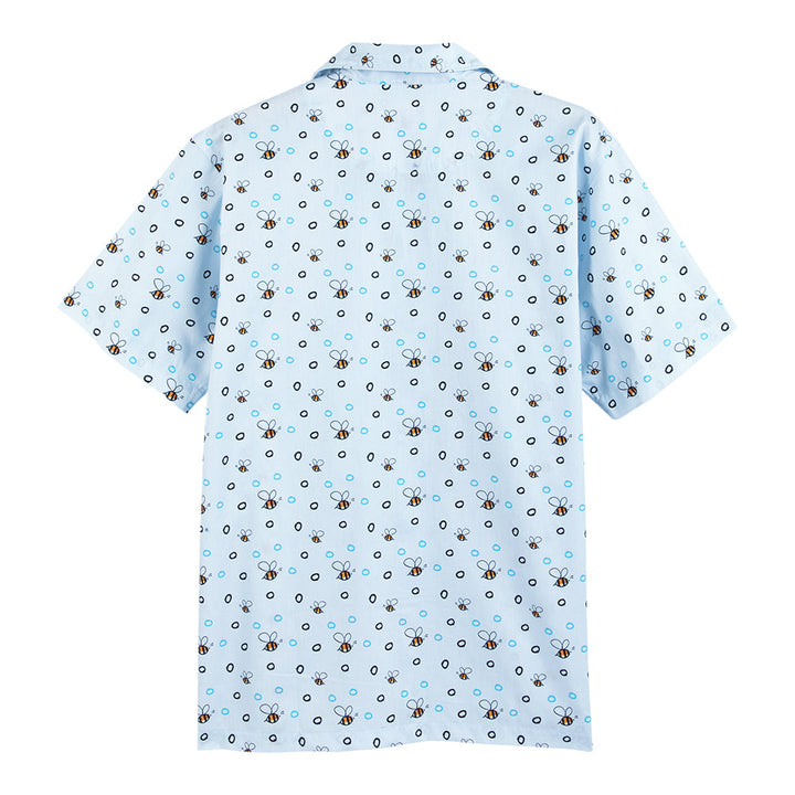 Guy Laroche ชุดนอน (แขนสั้น ขายาว) ลายพิมพ์ Cotton 100% สีฟ้า Guy Laroche