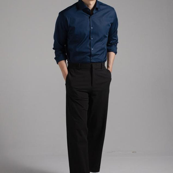 era-won เสื้อเชิ้ตเอราวอนแขนยาว ปกป้าน  รุ่น QUIET SHIRT  สี Navy ICCSHOPPING