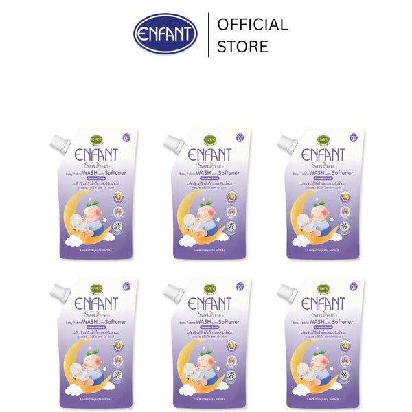 ENFANT (อองฟองต์) Baby Fabric Wash With Softener ผลิตภัณฑ์ซักผ้าเด็กผสมปรับผ้านุ่ม กลิ่นลาเวนเดอร์ 600ml. [6 ถุงสุดคุ้ม]