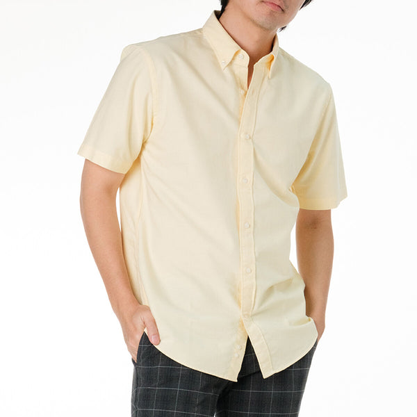 era-won เสื้อเชิ้ต Oxford shirts Mercerizing แขนสั้น สี YELLOW LONDON 