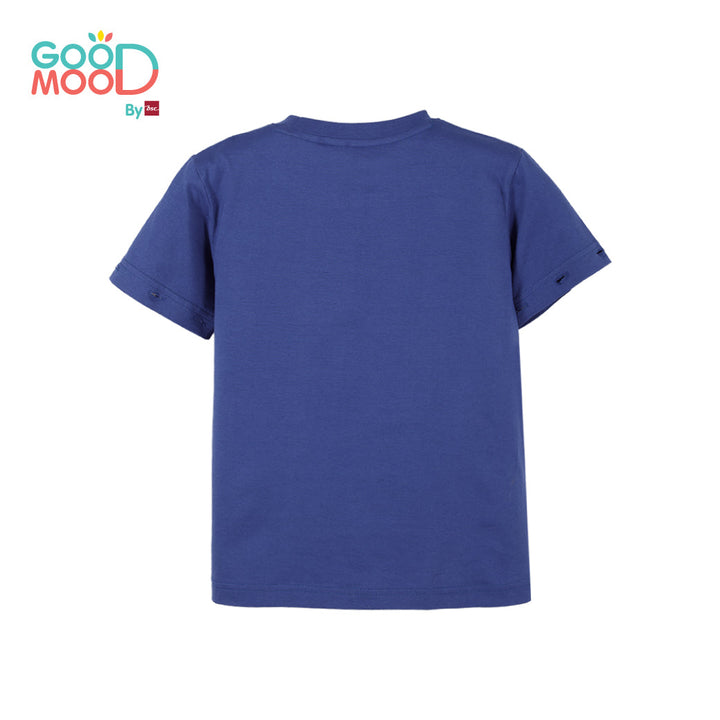 Good Mood by bsc เสื้อยืดคอกลมแขนยาวถอดแขน สีน้ำเงิน + PATCHES ลายตัวเลข 6 ชิ้น สำหรับเด็กอายุ 2-9 ปี ผ้าคอตตอน ICCSHOPPING