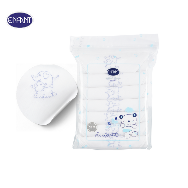 ENFANT (อองฟองต์) ผ้าอ้อมผ้าสาลูรุ่น ENFANT BLUE ขนาด27x27 นิ้ว  1แพ็ค/10 ผืน 