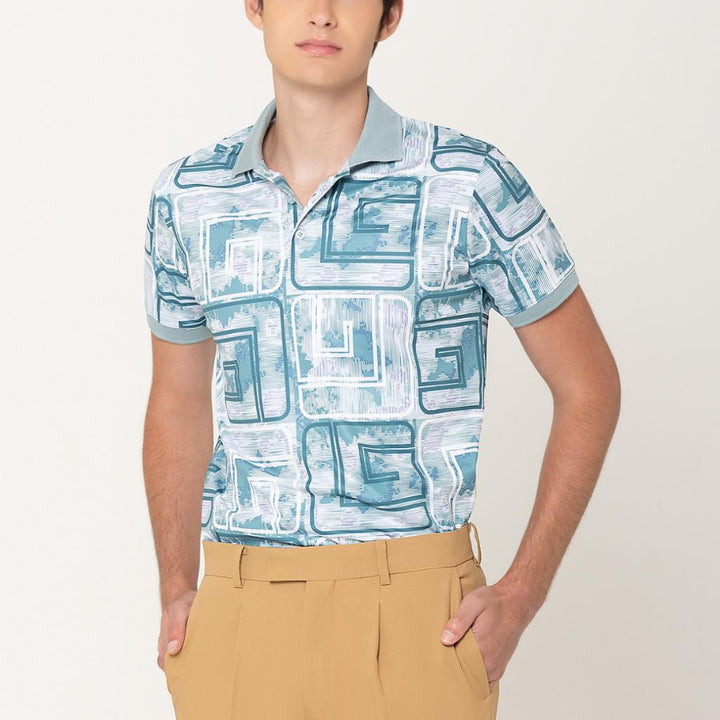 Guy Laroche เสื้อโปโลแขนสั้น สีฟ้า เนื้อผ้า 100% Polyester ทรง Extra FIT รุ่น BKL7302W5BU ICCSHOPPING