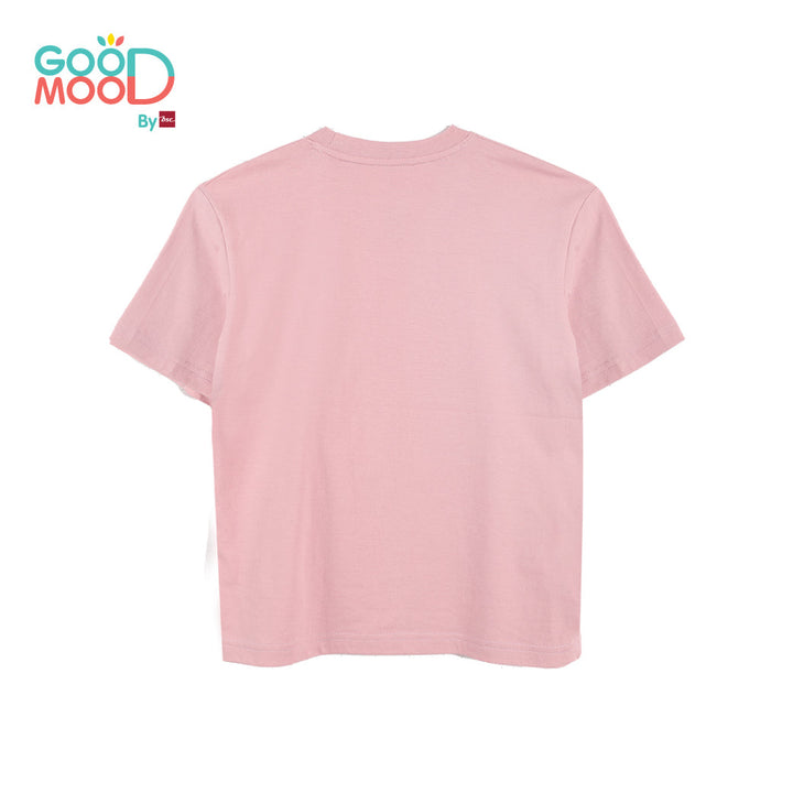 Good Mood by bsc เสื้อยืดคอกลม แขนสั้น สีชมพู + PATCHES ลายผลไม้ 6 ชิ้น สำหรับเด็กอายุ 2-9 ปี ผ้าคอตตอน ICCSHOPPING