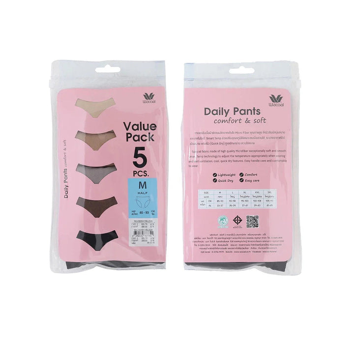 Wacoal Panty Half Super Soft กางเกงใน ครึ่งตัว 1 Pack 5 pcs รุ่น WU3806 Wacoal