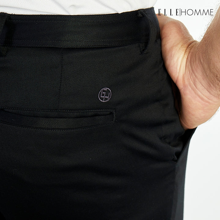 ELLE HOMME กางเกงชิโน่ ทรงสลิมฟิต ปักโลโก้ EH สีดำ W8L275 