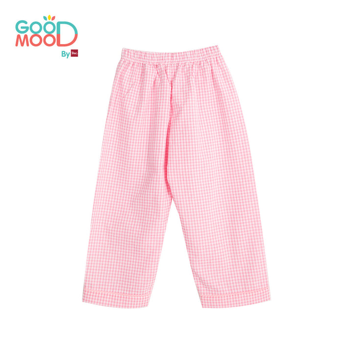 Good Mood by bsc ชุดนอนแขนยาว+กางเกงขายาวลายสก็อต สีชมพู สำหรับเด็กอายุ 2-9 ปี ผ้า Woven Cotton ENFANT