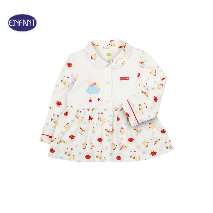 ENFANT (อองฟองต์) ชุดนอนแขนยาว+กางเกงขายาว สำหรับเด็กหญิง 1-10 ปี คอลเล็กชั่น Sleepy Bear ผ้าคอตตอนผสมใยไผ่ สีครีม 