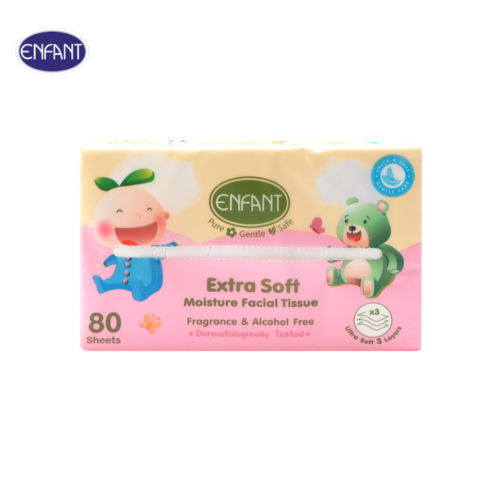ENFANT (อองฟองต์) Extra Soft Moisture Facial Tissue ทิชชู่ผสมมอยส์เจอร์ ชนิดนุ่มพิเศษ 1ลัง/6แพ็ค 1แพ็ค/3ชิ้น 