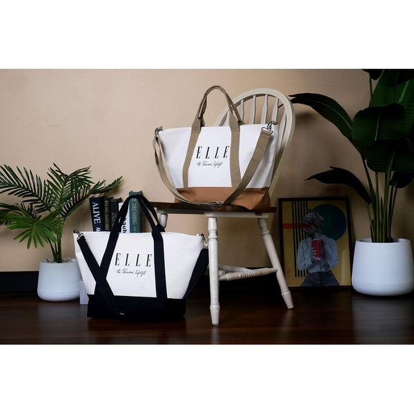 ELLE HOMME BAG กระเป๋าผ้า CANVAS กระเป๋าสะพายใบใหญ่ มีซิป H8H008 