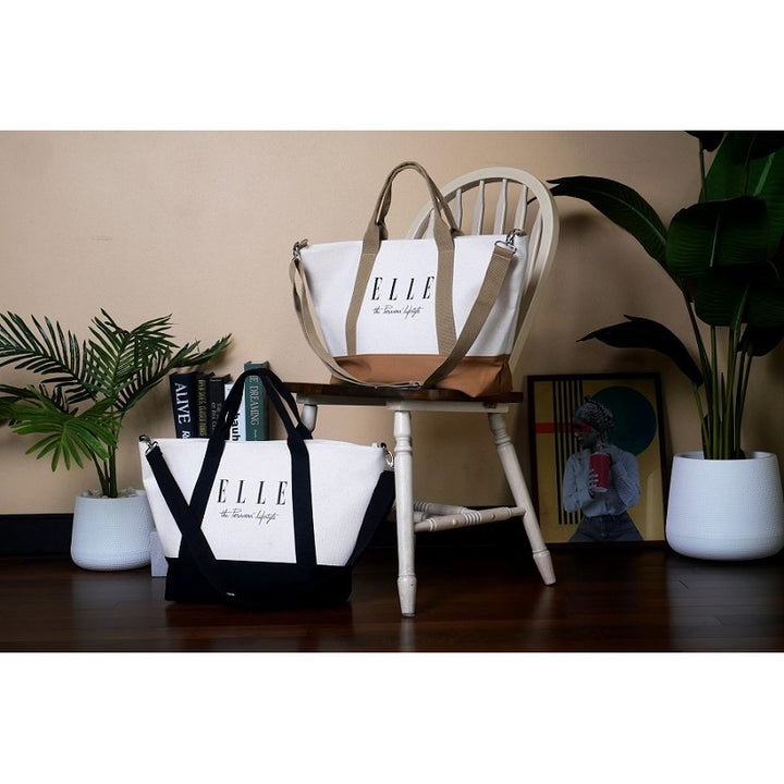 ELLE HOMME BAG กระเป๋าผ้า CANVAS กระเป๋าสะพายใบใหญ่ มีซิป H8H008 