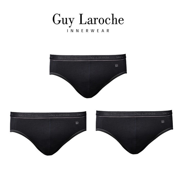 GUY LAROCHE กางเกงในชาย Pack 3 ชิ้น สีดำ ( Cotton + Spandex ) JUS4019R4BL