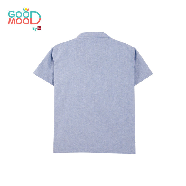 Good Mood by bsc เสื้อฮาวาย สีน้ำเงิน สำหรับเด็กอายุ 2-9 ปี ผ้า Oxford ICCSHOPPING