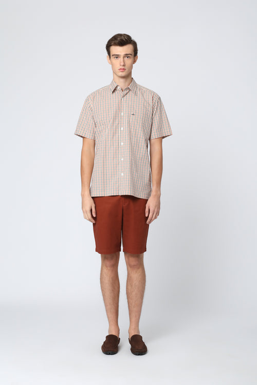ARROW Classic Check Cotton Shirt เสื้อเชิ้ตแขนสั้น ลายตารางคลาสสิก ทรง Comfort MACC10E-CR 