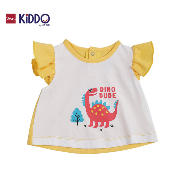 ENFANT (อองฟองต์) BSC KIDDO by Enfant ชุดเสื้อแขนสั้น+กางเกงขาสั้น สำหรับเด็ก 3 เดือน - 2 ปี คอลเล็กชั่น DINO DUDE สีเหลือง ICCSHOPPING