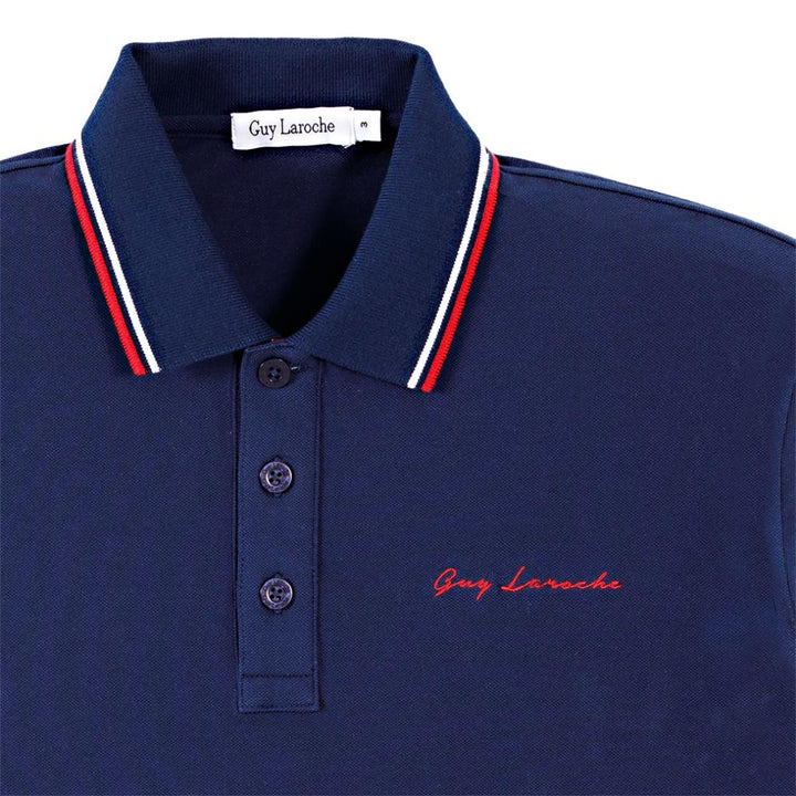Guy Laroche เสื้อโปโลแขนสั้น สีกรม ใส่สบาย สีสด ไม่ซีดง่าย ทรง Extra FIT รุ่น BKL6301W5NV ICCSHOPPING