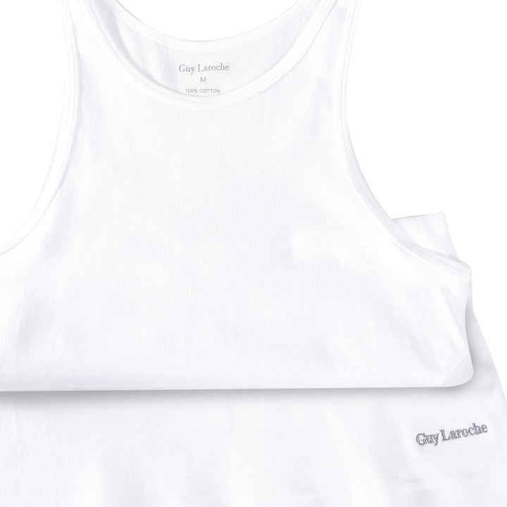 Guy Laroche เสื้อกล้ามปัก Guy Laroche ที่ชายเสื้อด้านซ้าย - สีขาว (JVE2407R4) ICCSHOPPING