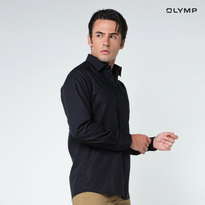 OLYMP LUXOR Shirt เสื้อเชิ้ตชาย  สีดำ ทรงหลวม ใส่สบาย รีดง่าย  Y24NOS 