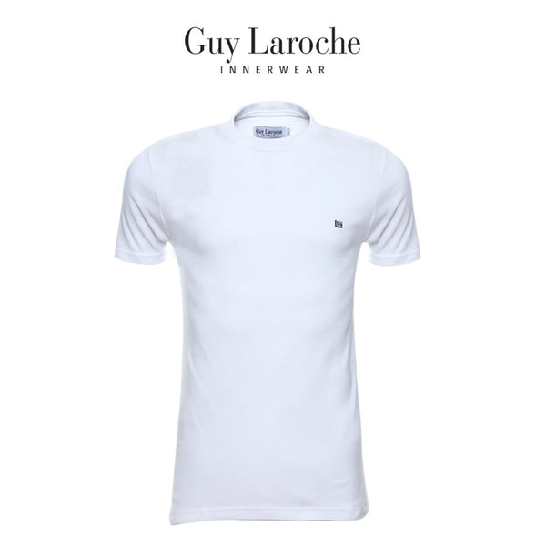 Guy Laroche เสื้อ T-Shirt ผ้า 100% Cotton คอกลมเนื้อแน่นนุ่มสบาย สีขาว 