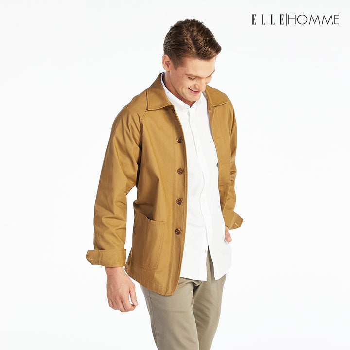 ELLE HOMME เสื้อแจ็คเก็ตผู้ชาย สไตล์ Casual สีเบจ W8J237 
