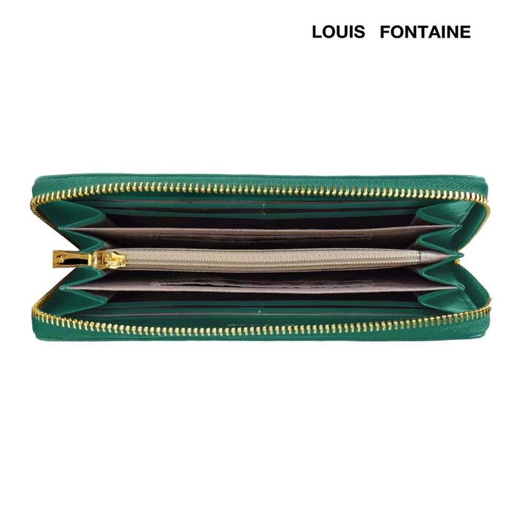 Louis Fontaine กระเป๋าสตางค์พับยาวซิปรอบ รุ่น GEMS - สีเขียว ( LFW0017Z ) 