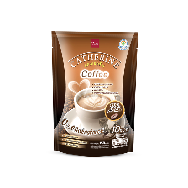 CATHERINE กาแฟแคทเธอรีน 0% คอเลสเตอรอล ไม่เติมน้ำตาล ขนาดแพ็ค 10 ซอง