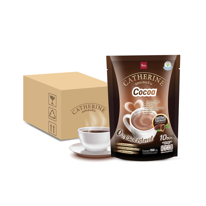 CATHERINE โกโก้แคทเธอรีน 0% คอเลสเตอรอล ไม่เติมน้ำตาล รูปแบบ1 แพ็ค 10 ซอง  ( 1 ยกลัง บรรจุ 24 แพ็ค ) Catherine