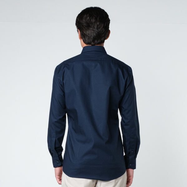 OLYMP LUXOR Shirt เสื้อเชิ้ตสีกรมท่า ทรงหลวม ใส่สบาย รีดง่าย 