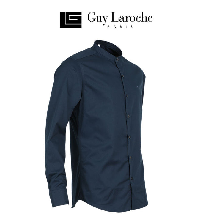 Guy Laroche เสื้อเชิ้ต คอจีน สีพื้น ปักโลโก้ (BAB6201P3) Guy Laroche