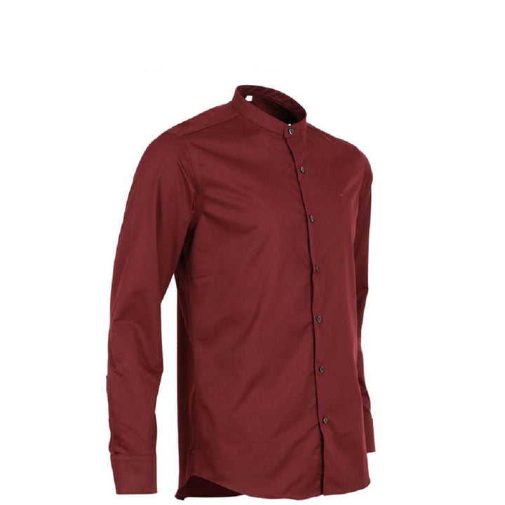 Guy Laroche เสื้อเชิ้ต คอจีน สีพื้น ปักโลโก้ (BAB6201P3) Guy Laroche