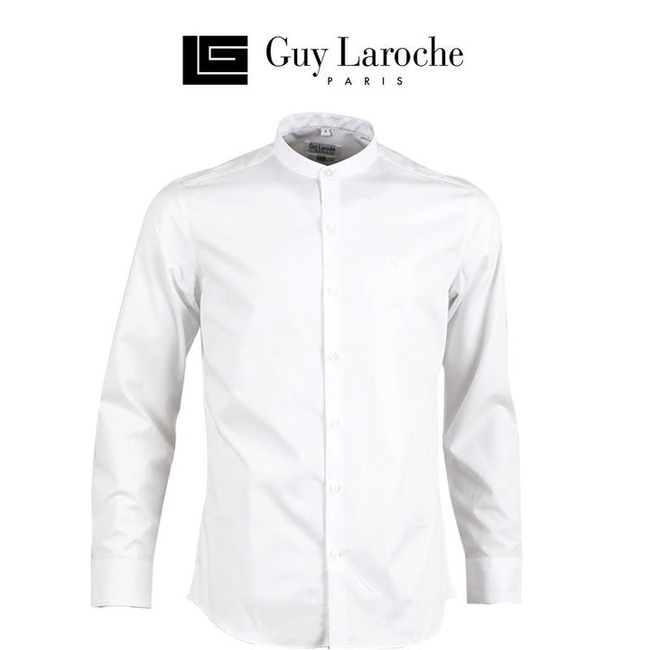 Guy Laroche เสื้อเชิ้ต คอจีน สีพื้น ปักโลโก้ (BAB6201P3) Guy Laroche
